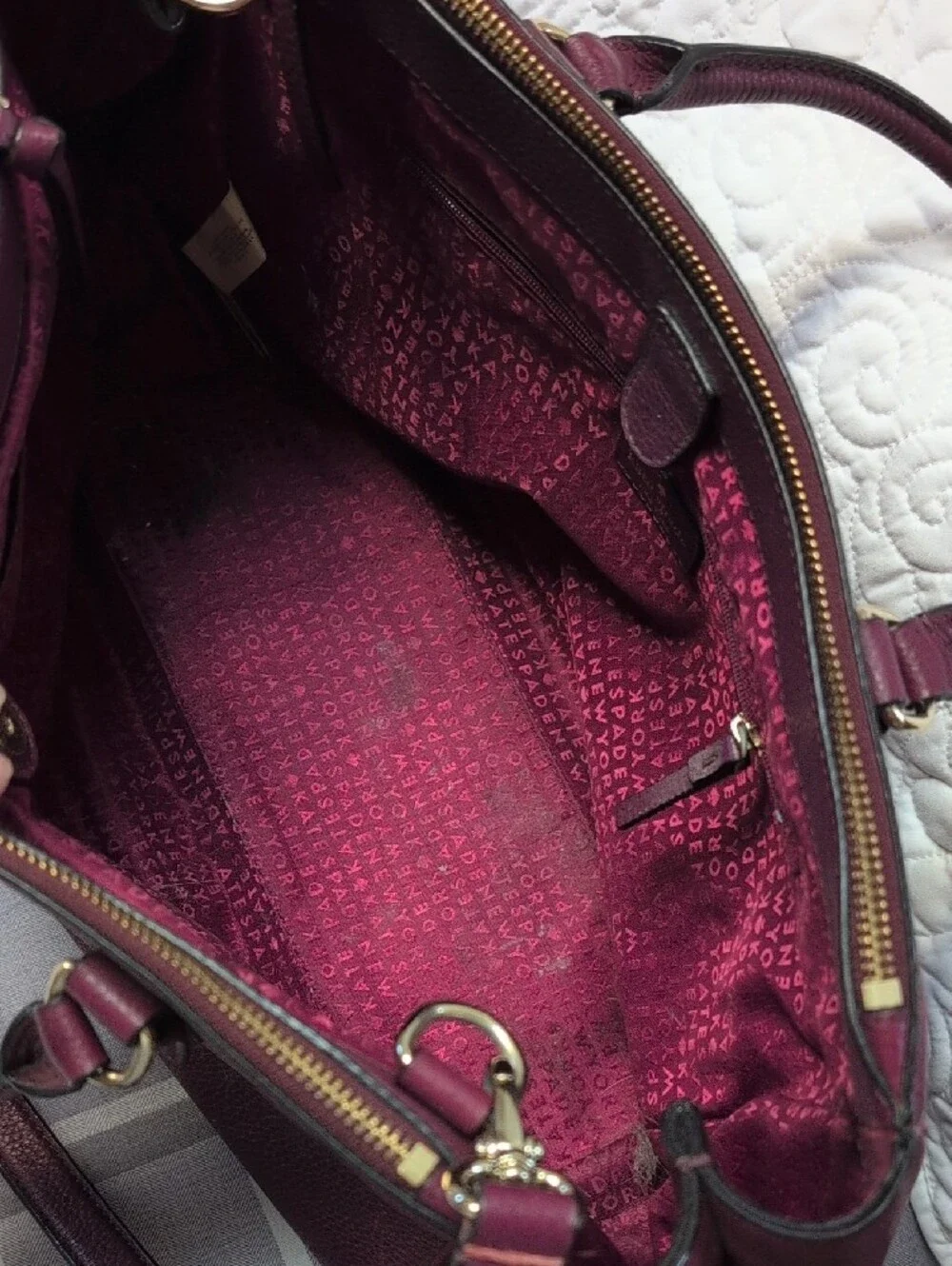 kate spade Plum Pebbled Leather Satchel with Gold Hardware